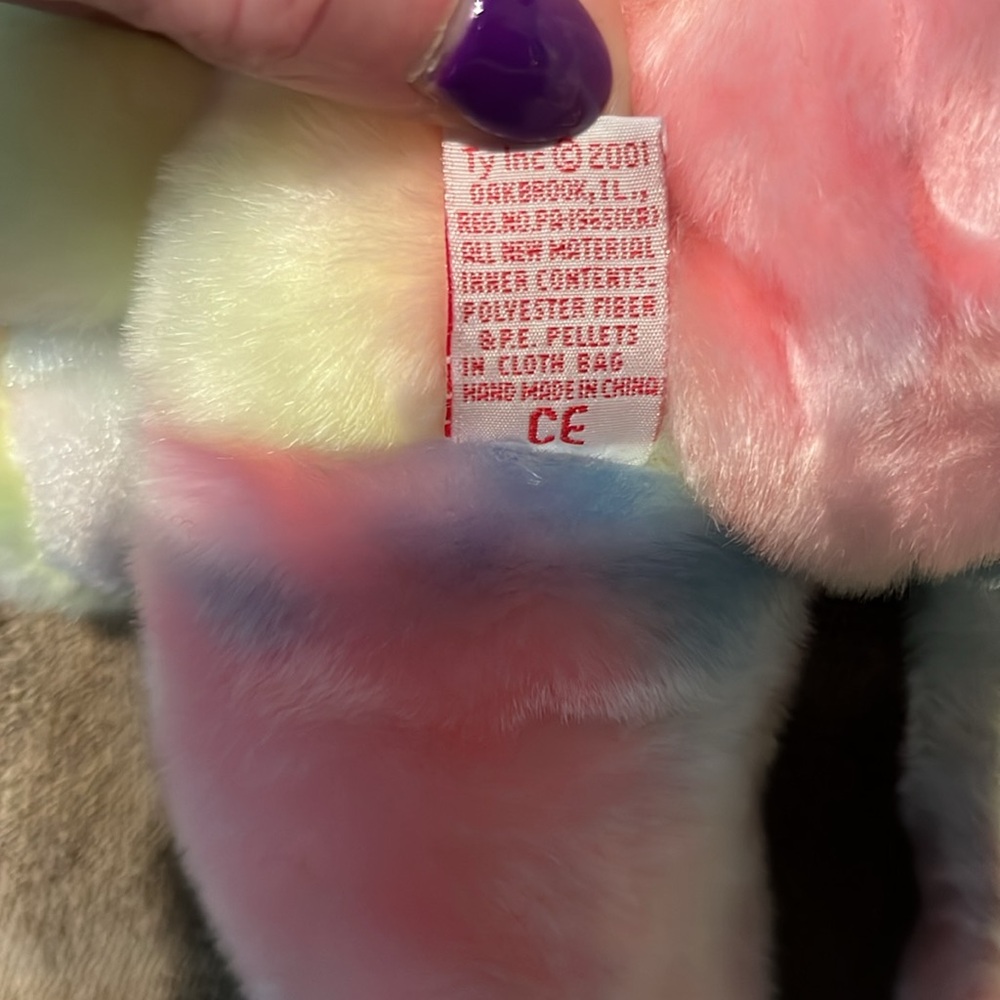 Ty Beanie Buddy BB Bear the birthday bear makes for a great gift pastel colors - Picture 6 of 7